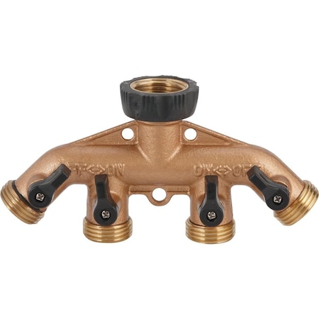 Best Garden Brass 4-Way Hose Shutoff Manifold 59021DH